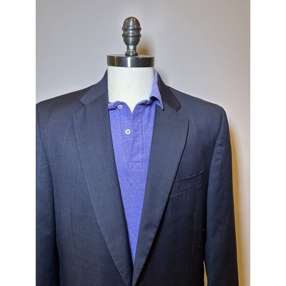 Claiborne Men’s Navy Plaid Sport Coat Size 44L – Classic Tailored Blazer Structu - Picture 2 of 2